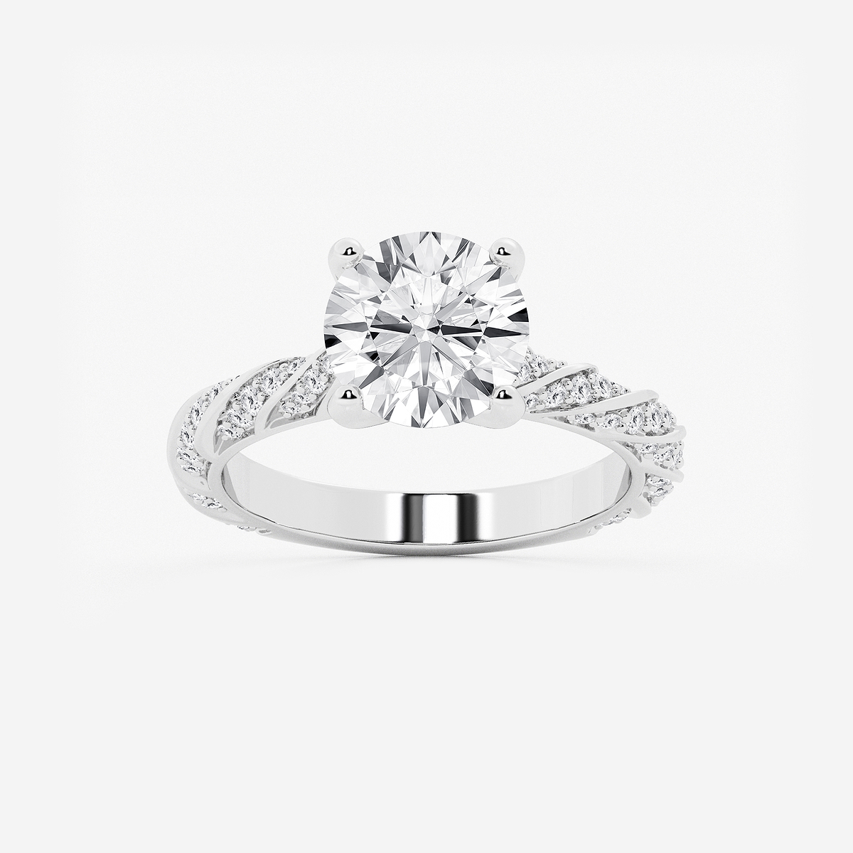 3 ctw Round Lab Grown Diamond Ribbon Engagement Ring